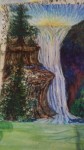 Painting of waterfall.