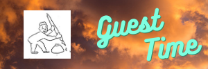 "Guest Time" on Stormy Sunset background