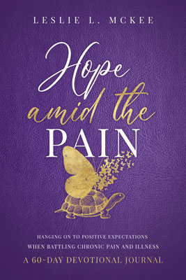 Book cover for Hope Amid the Pain. Royal purple with white and gold lettering. Image in gold of a butterfly atop a turtle.